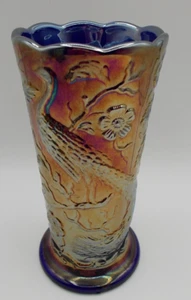 HTF Vintage Fenton 8" Peacock Garden Vase in COBALT Carnival--circa 1980s - Picture 1 of 6