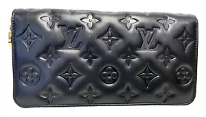 LOUIS VUITTON Portafoglio Zippy Lungo Pelle di Agnello/Monogramma Goffrato M81510 Unisex Nero - Foto 1 di 10