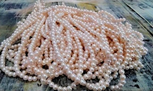 Glass Pearl Bead, Pearlized, 6-7mm, Antique White, Approx 100 pce, Free Post - Bild 1 von 1