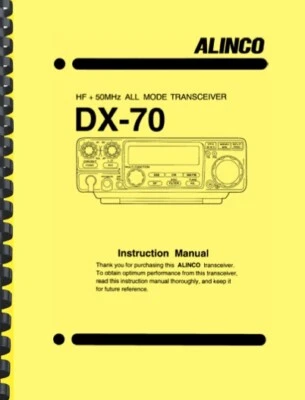 Alinco DX-70 HF + 50MHz Transceiver User Instruction Manual  - Image 1 of 2