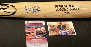Wander Franco Tampa Bay Rays pipistrello inciso firmato JSA TESTIMONE COA biondo. - Foto 1 di 2