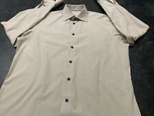 eton contemporary Button Down dress shirt 16.5 42 Khaki Plaid 100% Cotton