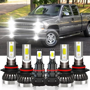 For Chevy Silverado 1500 2500 HD 2003-2005 2006 LED Headlights+ Fog Lights Bulbs - Foto 1 di 12