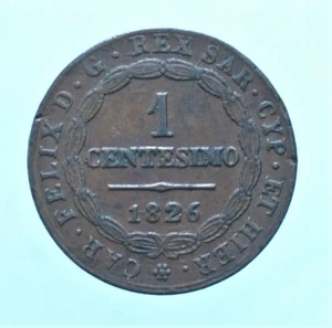 REGNO DI SARDEGNA CARLO FELICE CENTESIMO 1826 TORINO MONETE COLLEZIONE RAME COIN - Bild 1 von 2
