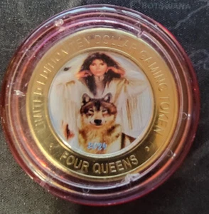 2024 FOUR QUEENS $10 RED Cap Silver Strike Girl Wolf January Release .999 - Picture 1 of 2