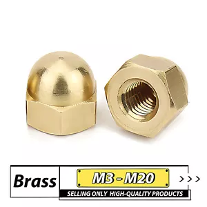M3 M4 M5 M6 M8 M10 M12-M20 Messing Kuppelmuttern Sechskant Kuppelmuttern DIN 1587 - Bild 1 von 5