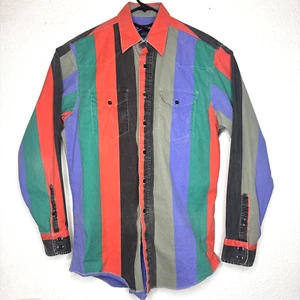Camisa Vaquera Occidental Vintage Años 90 Wrangler Brushpopper Rayas X-Long 16.5-35 - Imagen 1 de 12