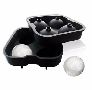 Blue Knob Ice Ball Maker Mold - Black Flexible Silicone Ice Tray (2 Pack) (1) - Picture 1 of 9