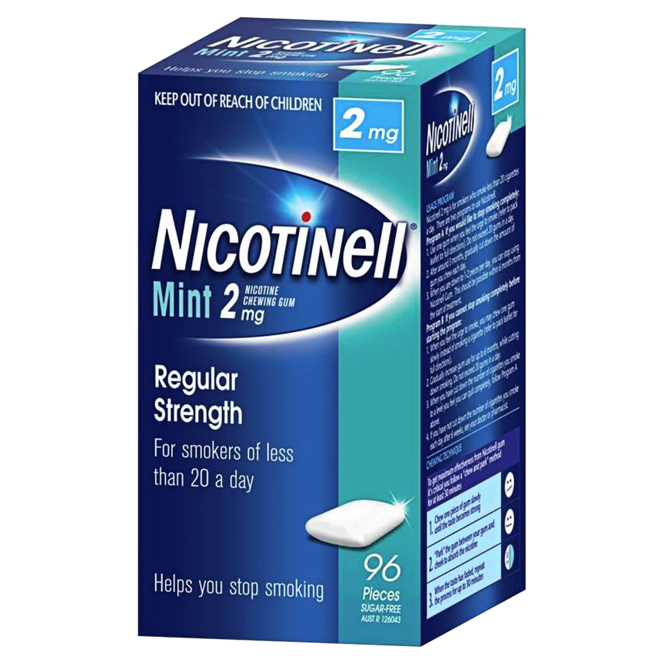 Nicotinell Chewing Gum Nicotine 2mg 96 Pieces - Mint Regular Strength - image 1 of 1