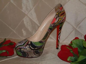 CHRISTIAN LOUBOUTIN MASAI BIANCA GREEN SNAKE PUMP SZ 39.5 **FROM MY STASH** - Picture 1 of 7