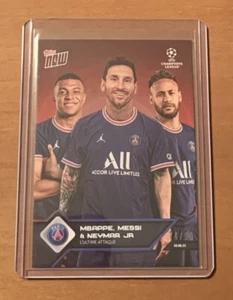 2021 TOPPS NOW UCL #13 MBAPPE, MESSI, & NEYMAR JR. - NUMBERED 74/99 RED PARALLEL - Picture 1 of 2