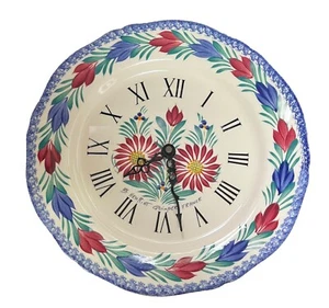 Orologio da parete Henriot Quimper Francia dipinto a mano artista floreale firmato numero romano - Foto 1 di 5