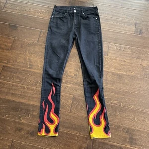 Reputation Studios Black Jeans Mens Size Medium Measures 30X33Flame Details CM1 - Picture 1 of 17