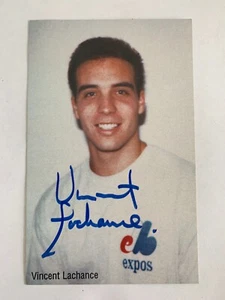1990's Montreal Expos Postcards VINCENT LACHANCE AUTOGRAPHED ! Rare ! (invB1) - Picture 1 of 2