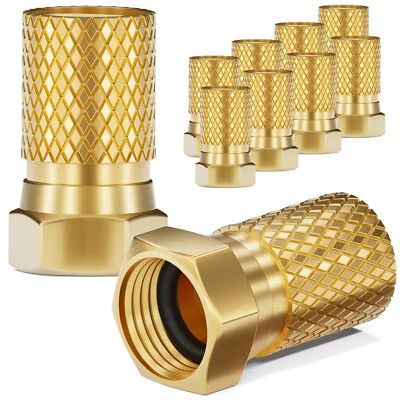 HB-DIGITAL 10x Connettore F 8,2mm SAT Connettore Placcato Oro Cavo Accoppiamento Antenne Massiccio HQ