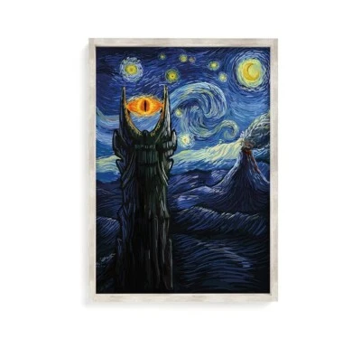 Lord of The Rings Two Towers Vincent Van Gogh Starry Night Poster, Movie Decor
