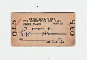 Billete de tren British Rail Pinxton a Pye Hill - Imagen 1 de 2