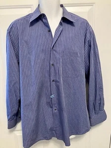 Ermenegildo Zegna Men's Size 41/16 Button Down Shirt Blue Striped Large/XL - Picture 1 of 5
