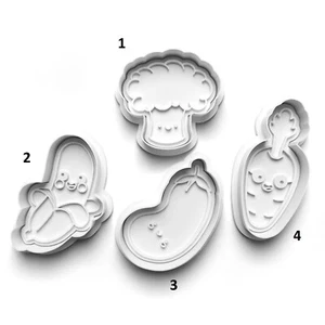 Cute Kawaii veggie Cookie Cutter embosser Stamp Fondant Set High Quality - Picture 1 of 1