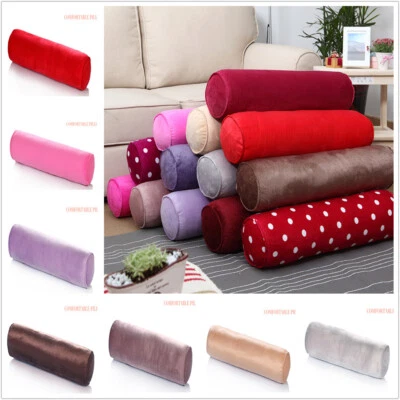 Cotton Throw Round Long Roll Tube Velvet Pillows Rectangular With Bolster Cover - Image 1 of 4