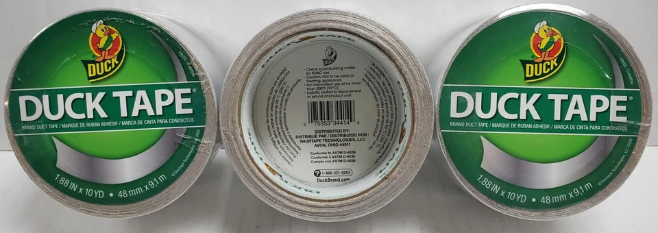 3 New Rolls Duck Brand Duct Tape Roll-1.88" x 10 YD,  48mm x 9,1m - Image 1 of 1