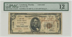 1929 $5 National LEESBURG, FL Type 2 Charter #11038 Autographed 947100-29 - Picture 1 of 2