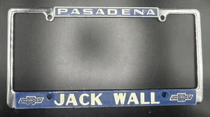 Vintage Jack Wall Chevrolet Pasadena California Metal License Plate Frame D - Picture 1 of 3
