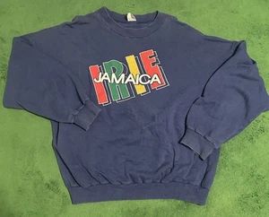 Vintage 90s Irie Jamaica Mens Blue Pullover Crewneck Sweatshirt Size XL - Picture 1 of 6