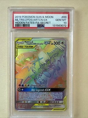 Pokekon Hidden Fates Moltres Articuno Zapdos Secret 2019 Pokekon PSA 10 Tagteam - Image 1 of 2