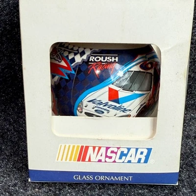 VINTAGE WINCRAFT 1998 #6 VALVOLINE MARK MARTIN GLASS CHRISTMAS BALL ORNAMENT NIP - Image 1 of 4