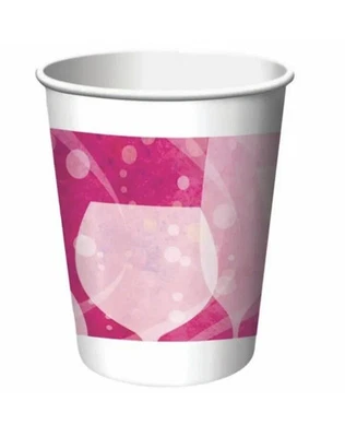 Fabulous 9 oz Hot/Cold Paper Cups 8 Pack Pink Bachelorette Hen Party - Image 1 of 3