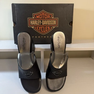 Harley-Davidson Wedge Slide Women's Sandal Size 10 Black Platform - New In Box - Image 1 of 4