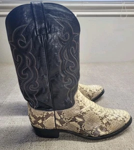 Stivali da cowboy western Dan Post vintage originali pitone naturale serpente da uomo taglia 13 EW - Foto 1 di 23