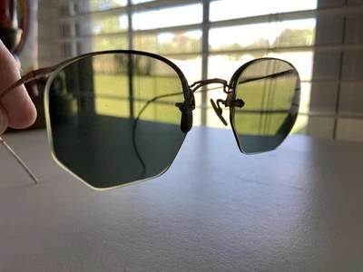 AO 1/10-12k GF золото заполненное неизвестные солнцезащитные очки без оправы винтажный с чехлом хиппи - Изображение 1 из 4