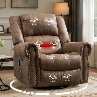 Massage Swivel Rocker Recliner Manual Glider Rocking Recliner Chair Living Room - Image 1 of 4