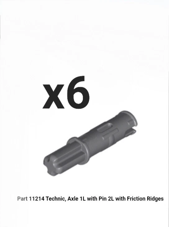 NEW LEGO QTY x6 DARK BLUISH GRAY Technic Axle Pin 3L Friction Ridges - 11214 - Image 1 of 1