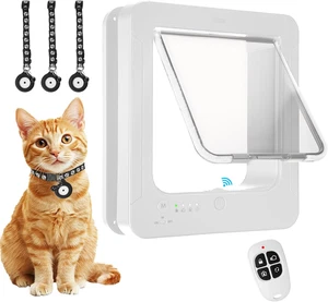 Smart Cat Door for Interior & Exterior, Cat Pet Door with 3 Collar Sensor Keys & - Picture 1 of 12