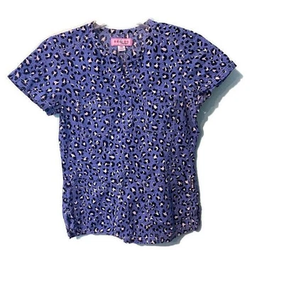 Koi by Kathy Peterson Scrubs Top XS Leopard Print Pockets Medical Nurse Career - Image 1 of 4