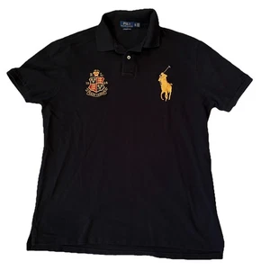 Polo Ralph Lauren Hemd Herren XL Big Pony Schwarz Kurzarm Rugby Wappen Siegel Flagge - Bild 1 von 6
