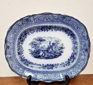 ANTIQUE WILLIAM RIDGWAY GRECIAN BLUE PLATTER - Picture 1 of 8