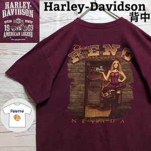 Harley Davidson Pin-up Girl American Bike Purple L good condition N4625 - Picture 1 of 24