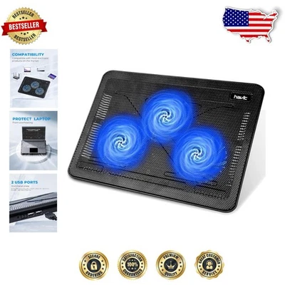 Slim Laptop Cooler 3 Quiet Fans, 15.6"-17" USB Powered Ergonomic Stand - Image 1 of 4