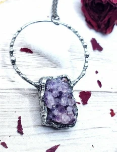 Amethyst Geode Kristall Halskette - Bild 1 von 12