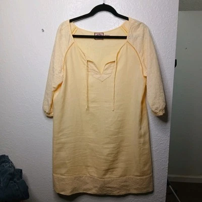 Juicy Couture 遮瑕礼服 Y2K 女式 XL 码亚麻游泳海滩淡黄色 — 第 1/4 张图片