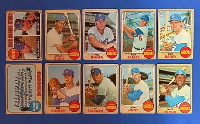 Lote De 10 Topps De Colección 1968 Los Angeles Dodgers Willie Davis Jack Billingham RC Foto 1 de 2