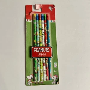 Peanuts Charlie Brown Snoopy Holiday Pencils 6 Count Christmas Stocking Stuffer - Picture 1 of 5