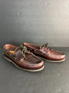 Timberland Hombres Zapatos de Barco Marrón Talla 8.5 Cuero Con Cordones 2 Ojales Informales - Imagen 1 de 15