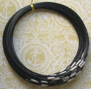 10 Wire Necklaces Choker Style Midnight Black with Alloy Screw Clasps - Z393 - Picture 1 of 2