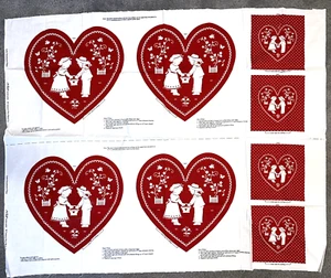 Vintage VIP Cranston Print Works Valentine’s Day Pillow Panel Lot of 2 - Picture 1 of 6