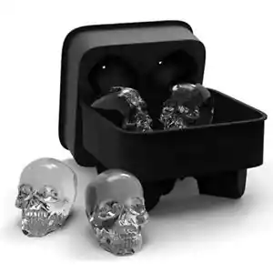 SKULL ICE CUBE Mould Tray 3D SILICONE ICE CUBE MAKER BOX HALLOWEEN BPA-FREE - Picture 1 of 6